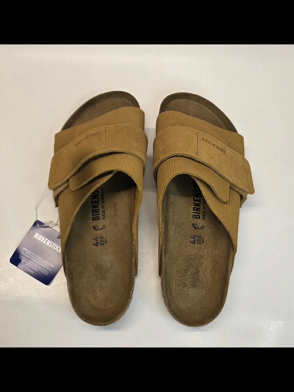 BIRKENSTOCK Kyoto Suede Leather Embossed Corduroy Cork Brown 44 Men's Size 11